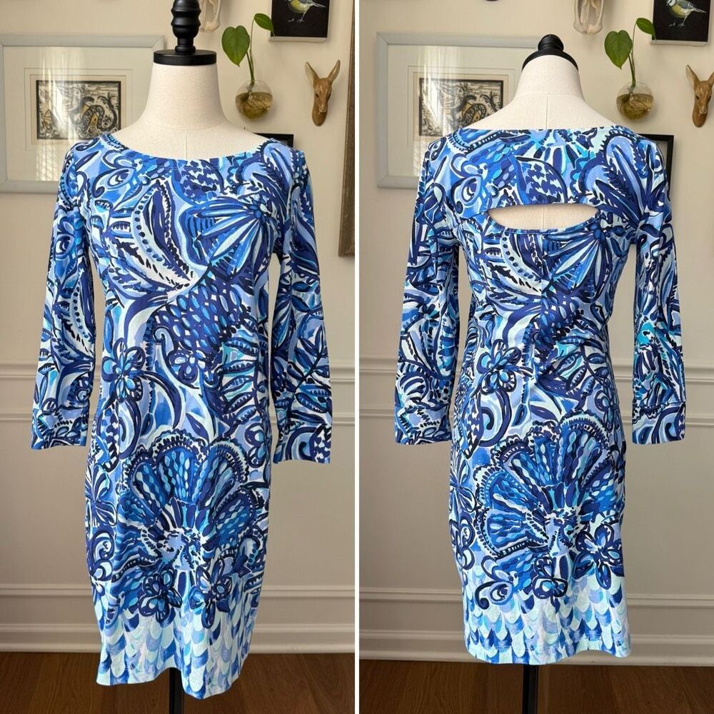 Lilly Pulitzer Hollee Blue Zanzibar Zoo Print Shift Dress $186 S